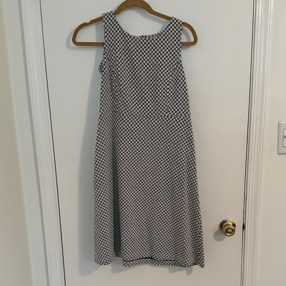 LOFT Black and White Patterned Midi Dress